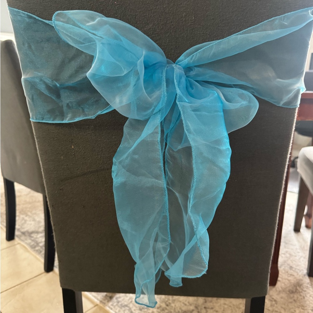 69 Organza decorative bows sashas for chair.  Blue, Wedding Special occasions